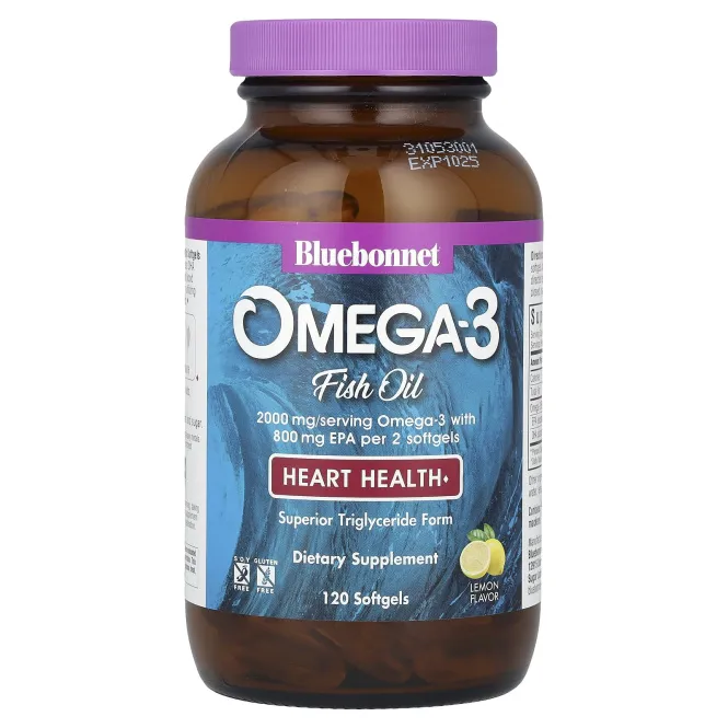 Bluebonnet Nutrition, Натуральный омега-3 состав для сердца, 120 мягких капсул