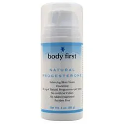 Body First, Натуральный Прогестероновый крем без запаха 3 унции