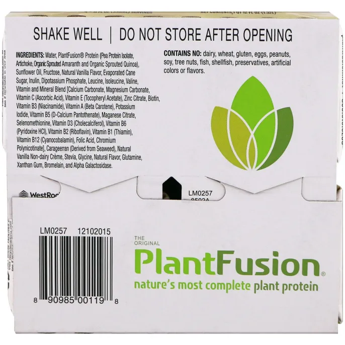 PlantFusion, Complete Plant Protein, Vanilla Bean, 4 Pack, 11 fl oz (330 ml) Each