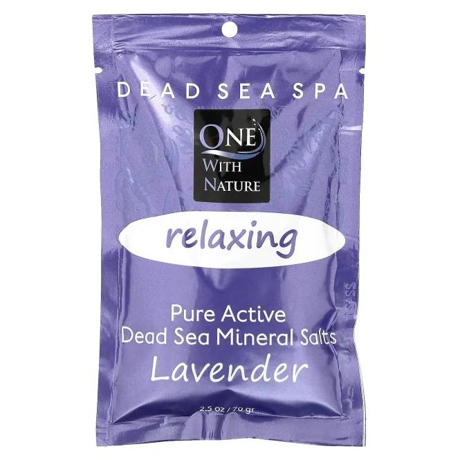 One with Nature, Dead Sea Spa, минеральные соли, расслабляющее средство, лаванда, 70 г