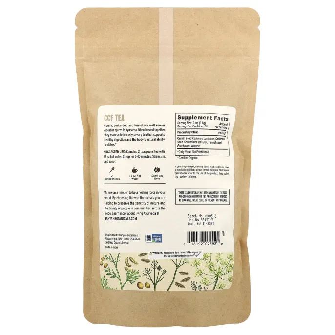 Banyan Botanicals, CCF Tea, без кофеина, 227 г (0,5 фунта)