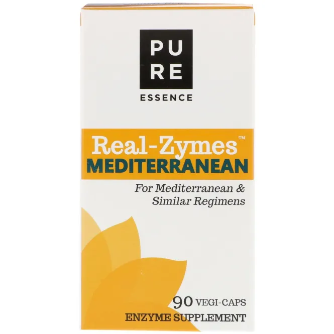 Pure Essence, Real-Zymes, средиземноморское питание, 90 капсул в растительной оболочке