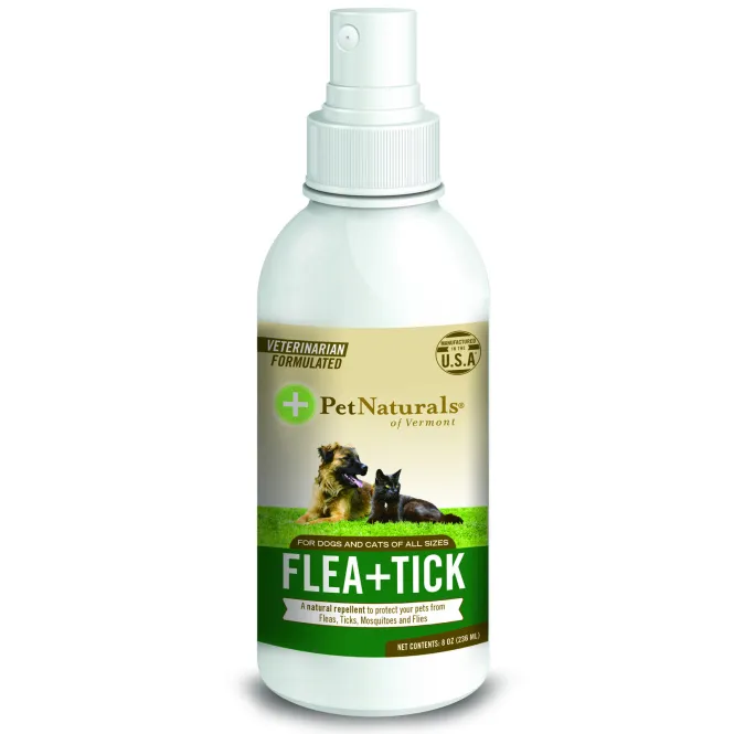 Pet Naturals of Vermont, Спрей от блох и клещей, для собак и кошек любых размеров, 8 унц. (236 мл)