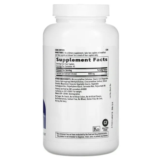 GNC, Calcium Citrate, 180 Vegetarian Caplets