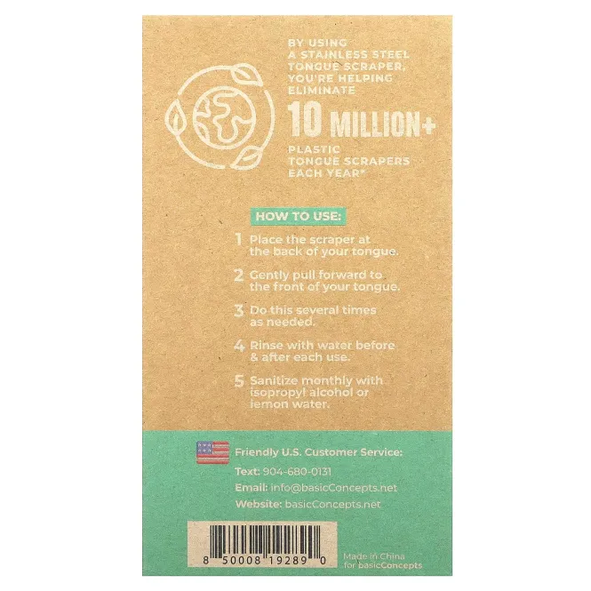 basicConcepts, скребки для языка из высококачественной стали, 2 шт.