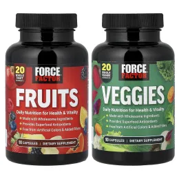 Force Factor, фрукты и овощи, 2 флакона по 90 капсул