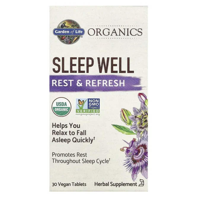 Garden of Life, MyKind Organics, Sleep Well, для крепкого сна, отдыха и восстановления, 30 веганских таблеток