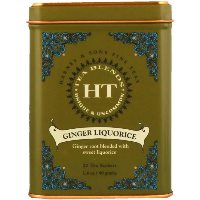 Harney & Sons, Чайные смеси, имбирь и лакрица, 20 чайных пакетиков, 1,4 унции (40 г)