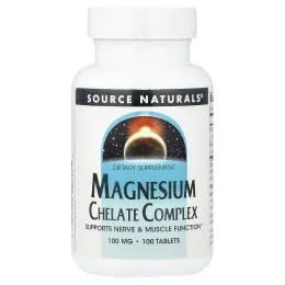 Source Naturals, комплекс хелата магния, 100 мг, 100 таблеток