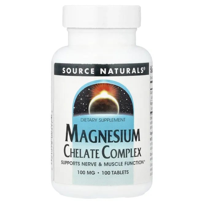 Source Naturals, комплекс хелата магния, 100 мг, 100 таблеток