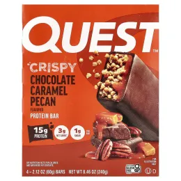 Quest Nutrition, протеиновый батончик, хрустящий шоколад и карамельный пекан, 4 батончика по 60 г (2,12 унции)