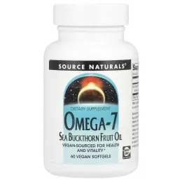 Source Naturals, Омега-7, масло ягод облепихи, 60 капсул растительного происхождения