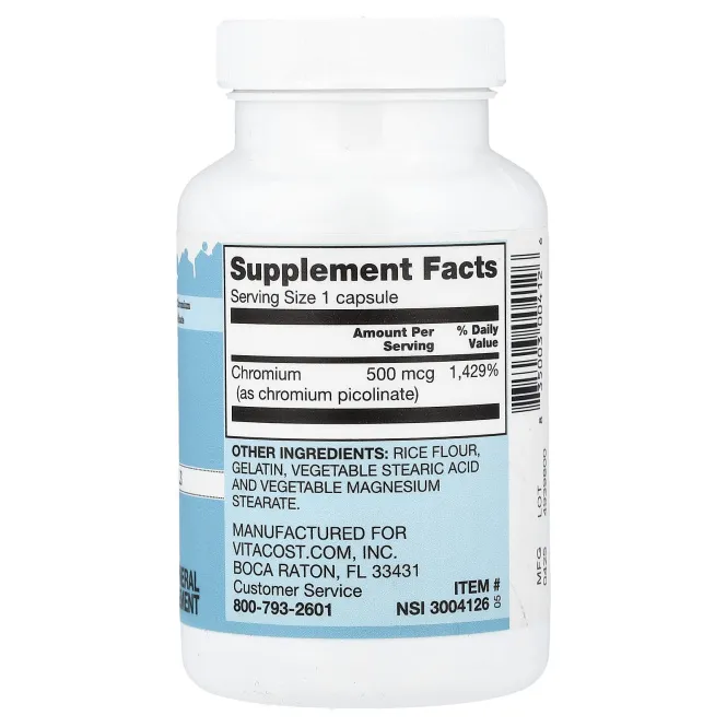 Vitacost, Chromium, 500 mcg, 300 Capsules