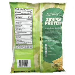 Simply Protein, ресторанные протеиновые чипсы из тортильи, с вкусом лайма, 130 г (4,58 унции)