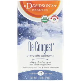 Davidson's Tea, Ayurvedic Infusions, De-Congest, 25 Tea Bags, 1.58 oz (45 g)