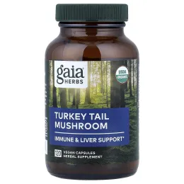 Gaia Herbs, гриб трутовик разноцветный, 120 веганских капсул