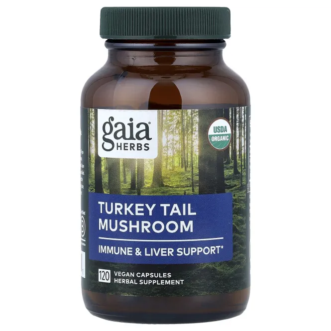 Gaia Herbs, гриб трутовик разноцветный, 120 веганских капсул