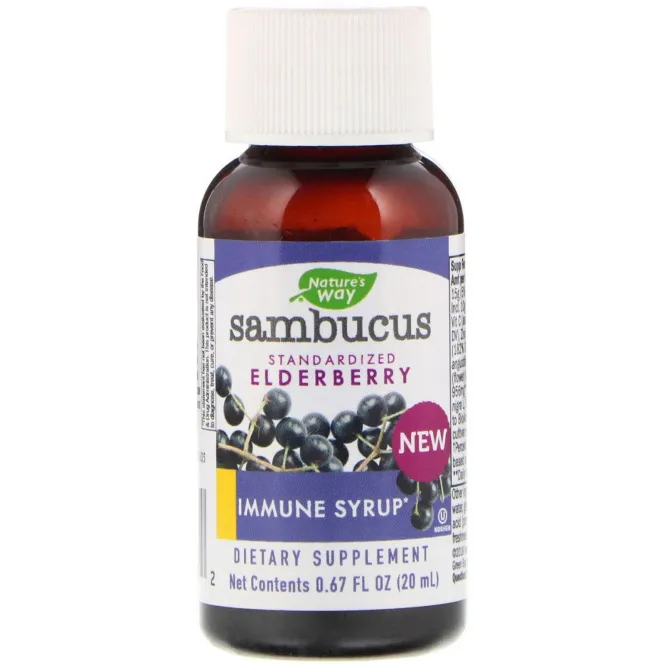 Nature's Way, Sambucus, Стандартизованная бузина, Сироп для иммунитета, 0,67 ж. унц.(20 мл)