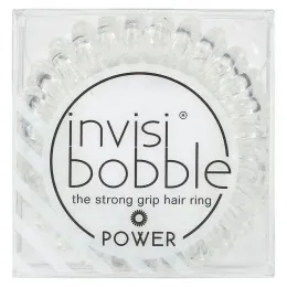 Invisibobble, Кольцо для волос Power, Strong Grip, кристально чистое, 3 шт. В упаковке