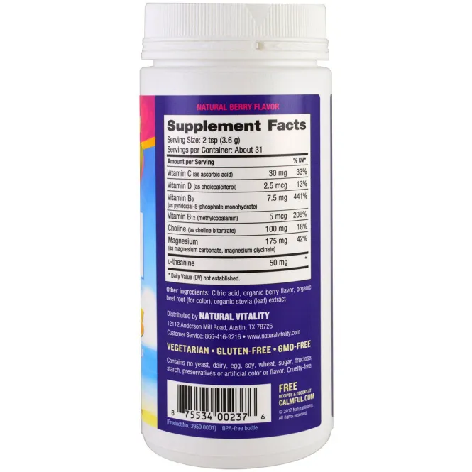 Natural Vitality, Calm Specifics, для детей, питьевая смесь для успокоения и концентрации, натуральные ягоды, 4 унции (113 г)