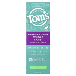 Tom's of Maine, Whole Care®, Natural Anticavity Toothpaste with Fluoride, Spearmint, 4 oz (113 g)