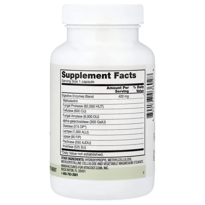 Vitacost, Everyday, пищеварительные ферменты, 180 капсул