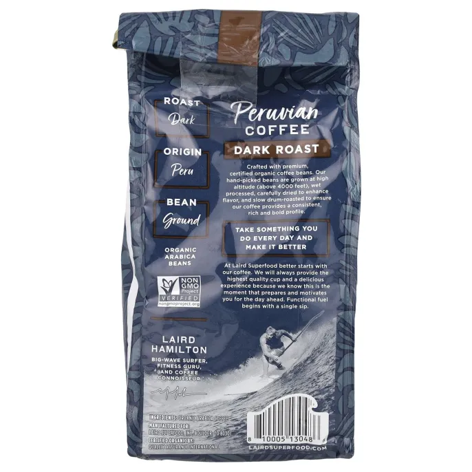 Laird Superfood, Перуанский кофе, молотый, темный, 340 г (12 унций)