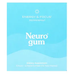 NeuroGum, Energy & Focus, перечная мята, 6 пакетиков по 9 шт.