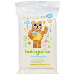 BabyGanics, Салфетки для рук и лица, без запаха, 30 салфеток