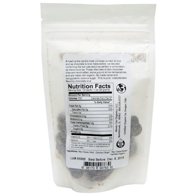 Rawmio, Сердечки из темного шоколада, 2 унции (57 г)