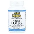 Natural Factors, витамины D3 и K2, 200 капсул