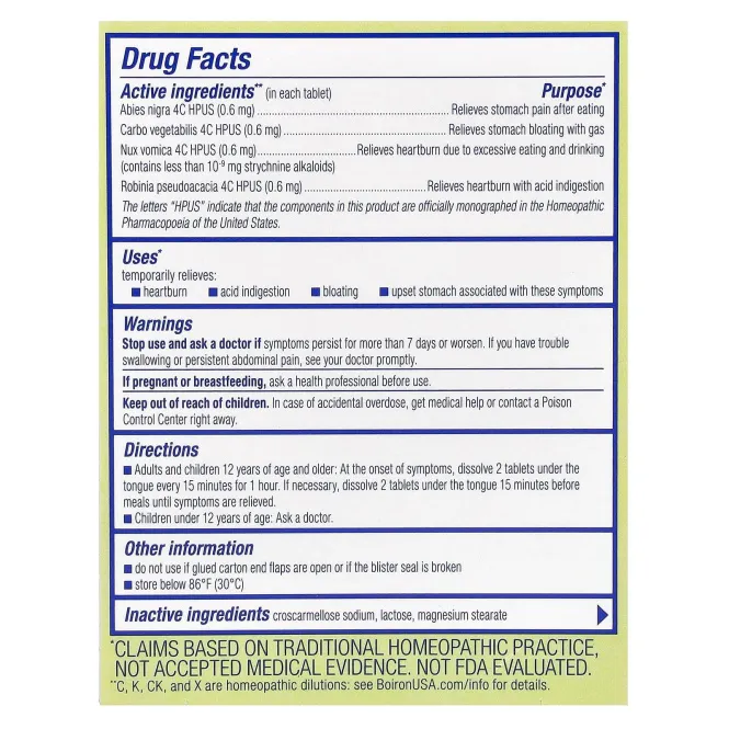 Boiron, Acidil, при кислотном несварении, 60 быстрорастворимых таблеток