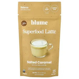 Blume, латте с суперфудами, соленая карамель, без кофеина, 100 г (3,5 унции)