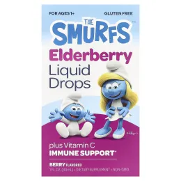 The Smurfs, жидкая добавка с бузиной, для детей от 1 года, ягодный вкус, 30 мл (1 жидк. унция)