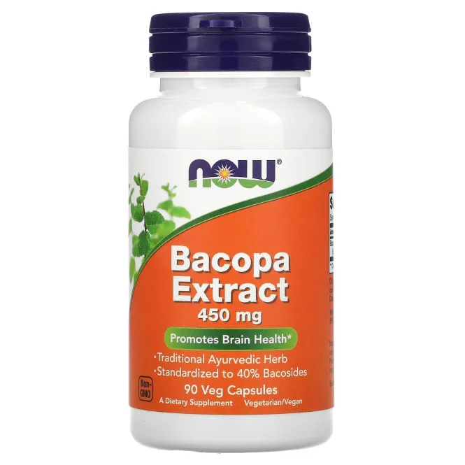 Now Foods, экстракт бакопы, 450 мг, 90 вегетарианских капсул