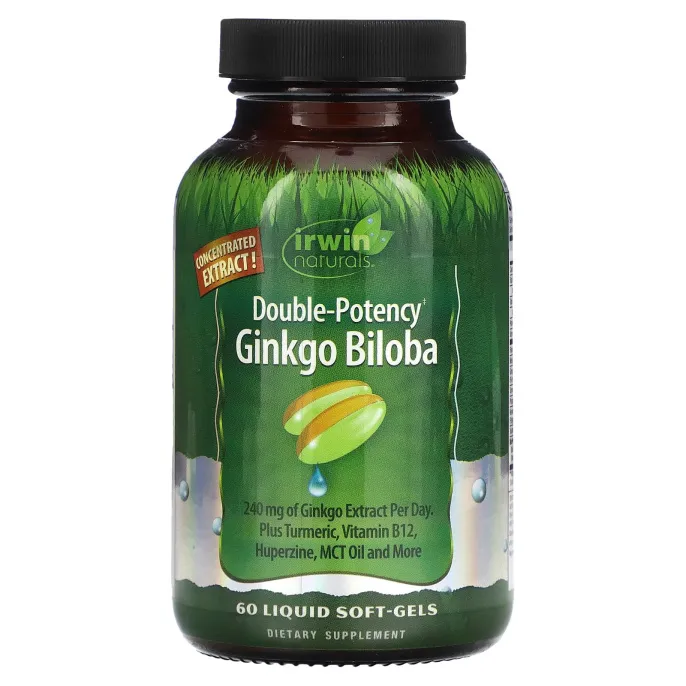 Irwin Naturals, Гинкго билоба с двойным действием, 60 гелевых капсул