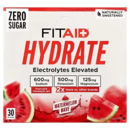 FITAID, Hydrate, арбузная волна, 30 стиков по 5,2 г (0,18 унции)