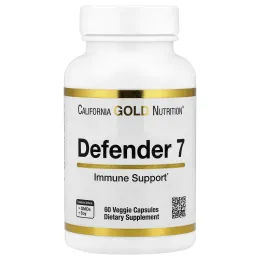 California Gold Nutrition, Defender 7, с витамином A, цинком, селеном и овсяным бета-глюканом, 60 растительных капсул