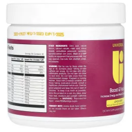Universal U, Boost & Focus, лимон и ягодный вкус, 189 г (6,7 унции)