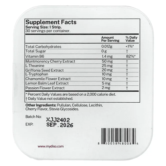 Diso, Snooze, вишня, 30 полосок для полости рта