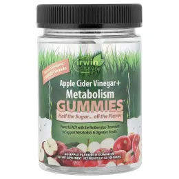 Irwin Naturals, яблочный уксус + жевательные таблетки для поддержания метаболизма, со вкусом яблока, 40 жевательных таблеток (500 мг в 1 таблетке)