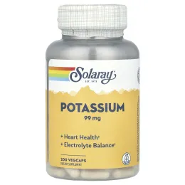 Solaray, Калий, 99 мг, 200 вегетарианских капсул