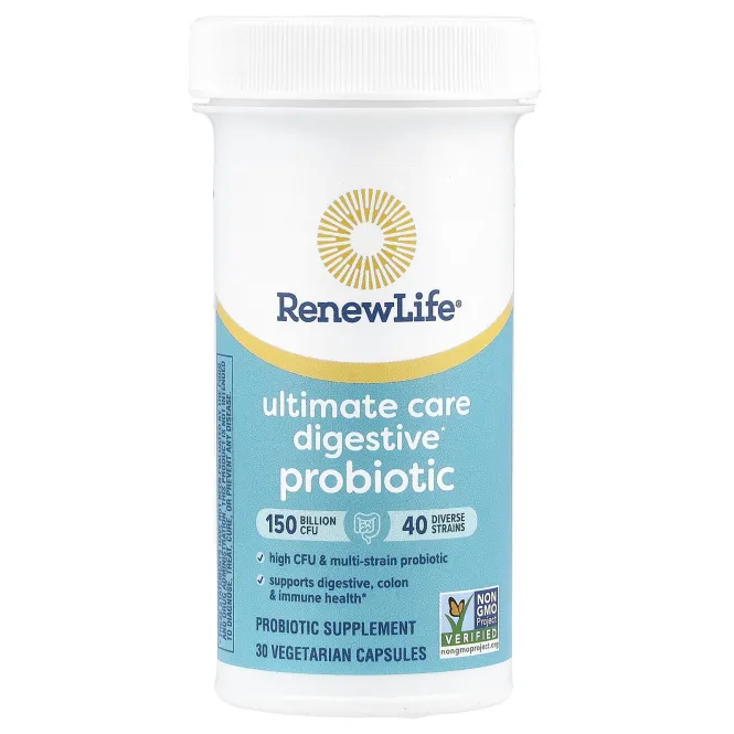 Renew Life, Ultimate Care, пробиотик для пищеварения, 150 млрд КОЕ, 30 вегетарианских капсул