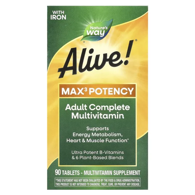 Nature's Way, Живой! Max3 Daily, мультивитамины, 90 таблеток