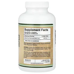 Double Wood Supplements, Говяжья печень травяного откорма, 180 капсул (500 мг на капсулу)