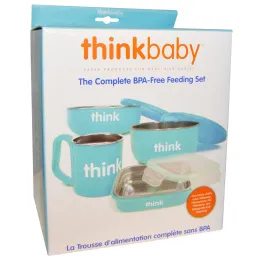 Think, Thinkbaby, Набор детской посуды не содержащий бисфенол А, голубой, 1 набор