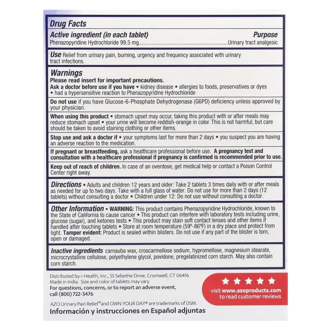 Azo, Средство от боли при мочеиспускании, Максимальная сила, 24 таблетки