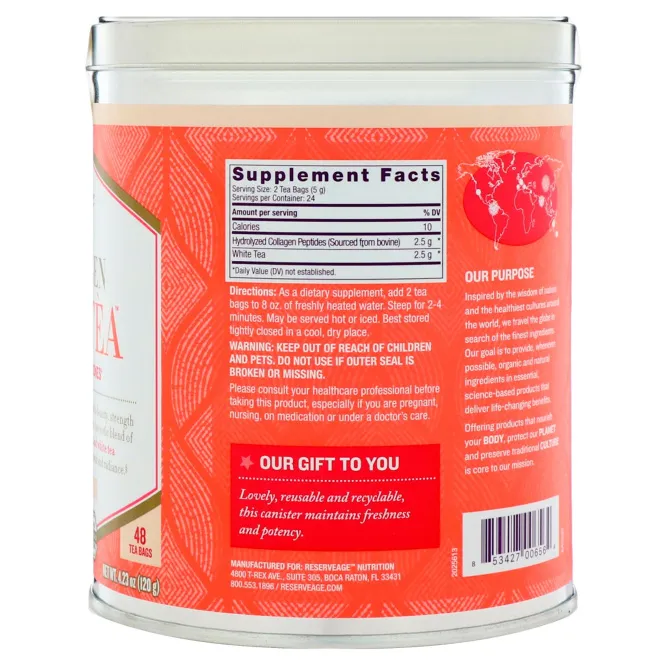 ReserveAge Nutrition, Collagen Beautea, белый чай, 48 чайных пакетиков