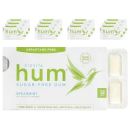 Stevita, Hum®, жевательная резинка без сахара, со вкусом мяты, 12 пакетиков по 12 шт.