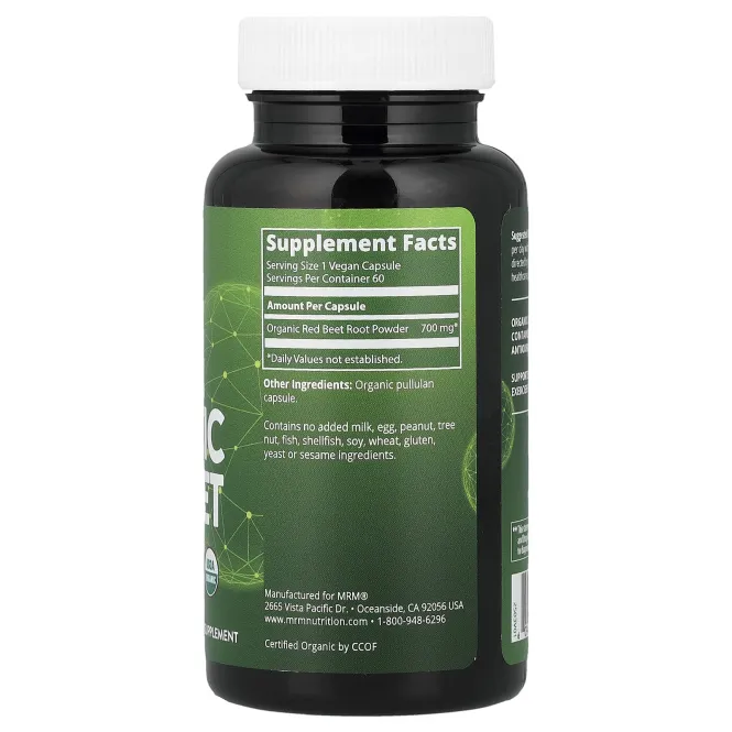 MRM Nutrition, органическая красная свекла, 60 веганских капсул